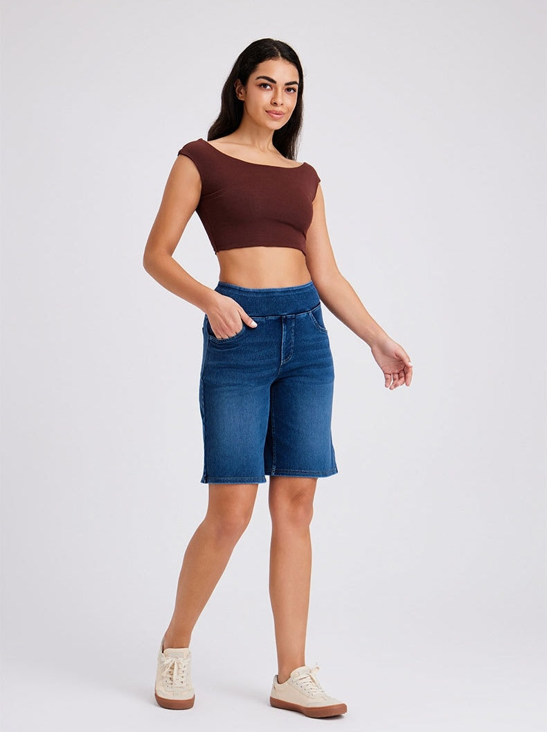 FlexForm Whiskered Denim Shorts in Dark Blue alt