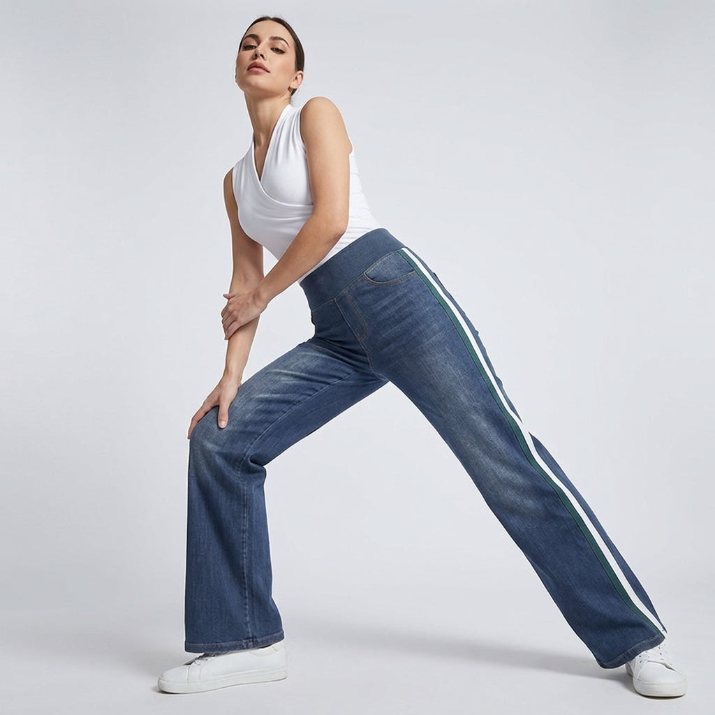 Metro-Track High-Waist Wide Leg Vintage Wash Denim