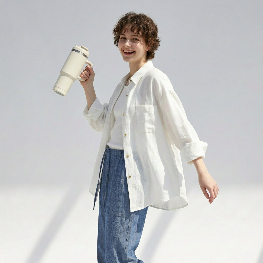 Linen Atelier Shirt in Soft Ivory