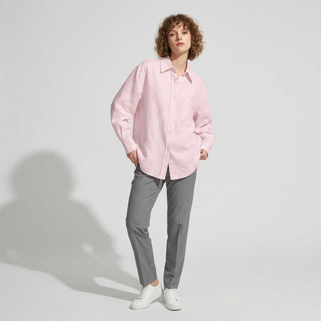 Linen Atelier Shirt in Blush Pink alt