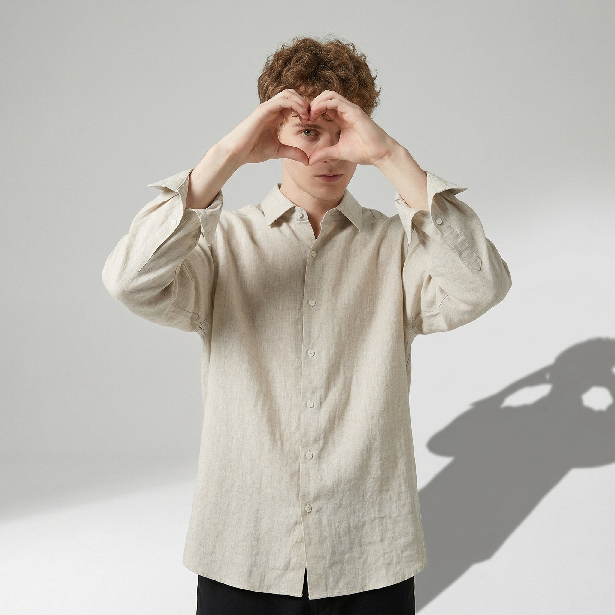 100 % Flax Linen Shirt for Men in Oatmeal Beige