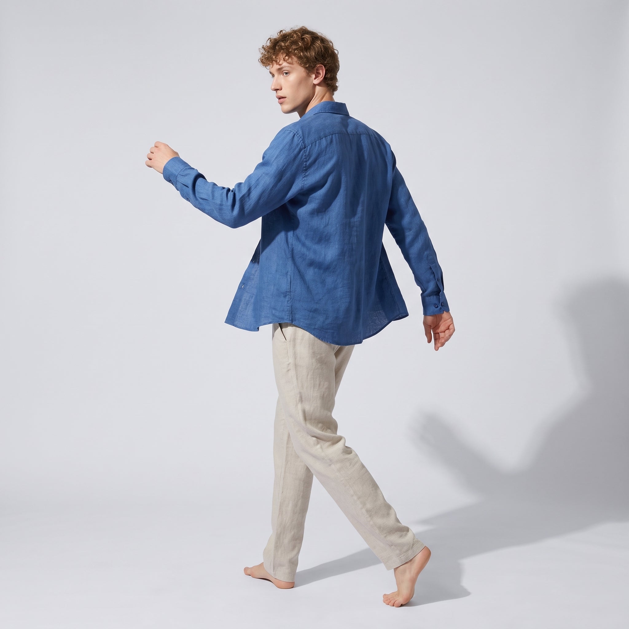 70% Flax Linen - Lyocell Shirt  - CHAMBRAYBLUE