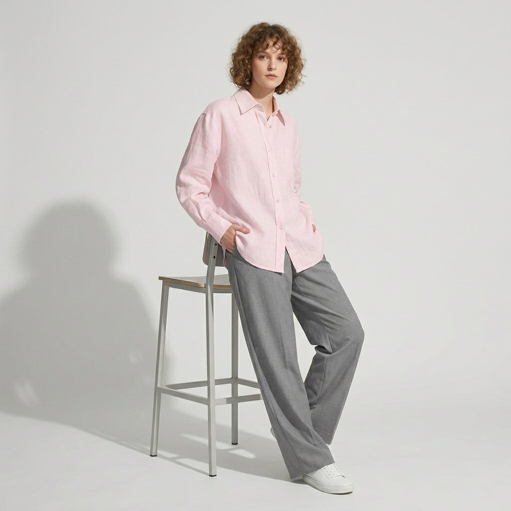 Linen Atelier Shirt in Blush Pink