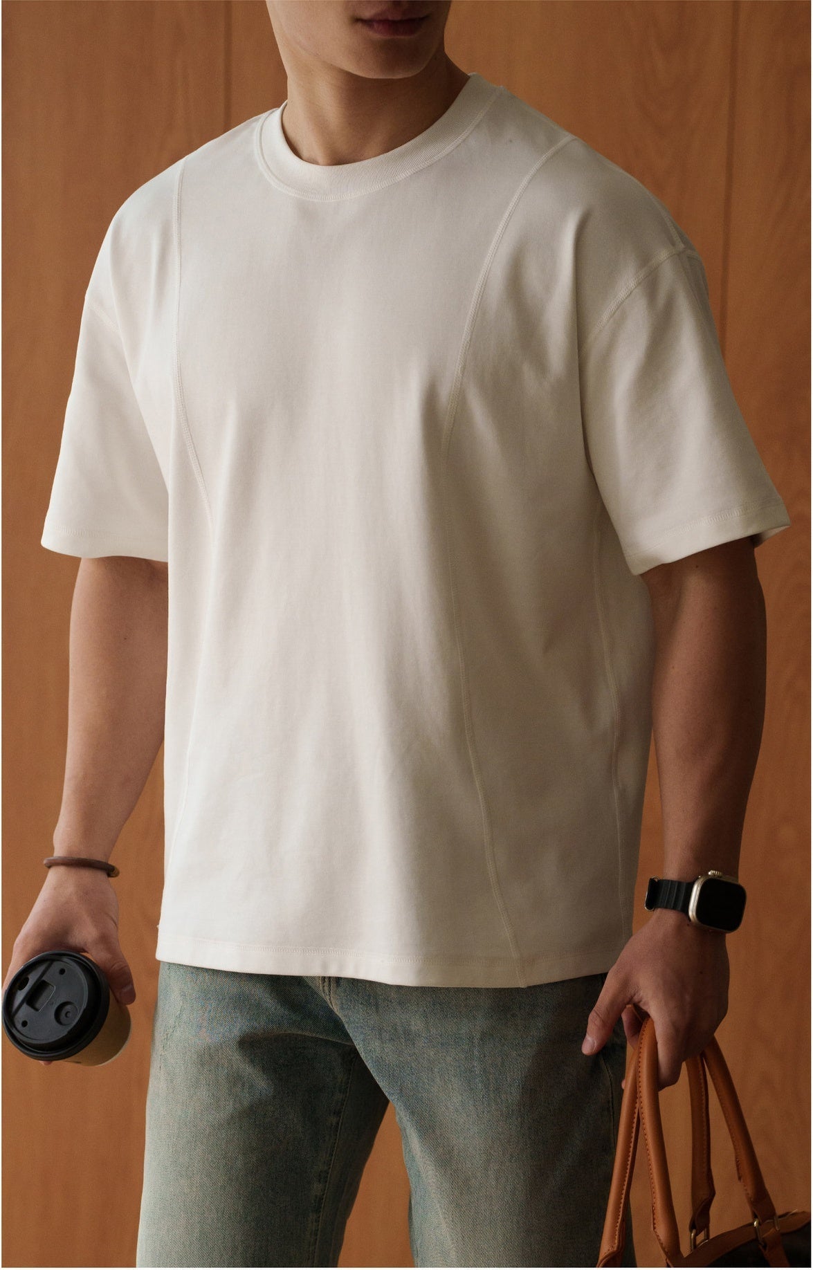 Cold Thread 65 % Cotton Sorona Blend Tee in Offwhite