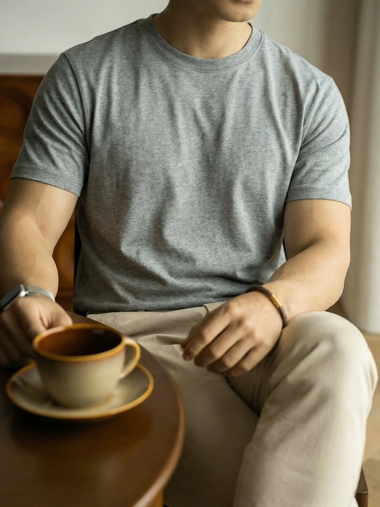 Titan Cut 74 % Cotton Tee in Melange Grey alt