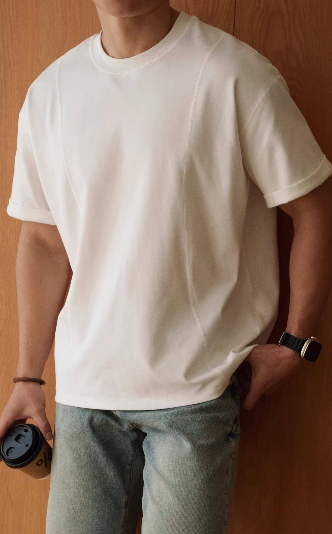 Cold Thread 65 % Cotton Sorona Blend Tee in Offwhite alt