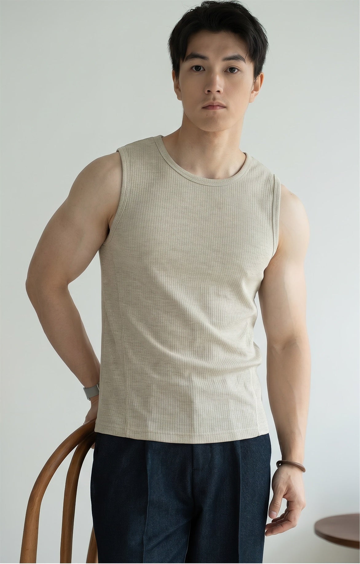 92% Cotton Moisture Wicking Sports Vest in Apricot