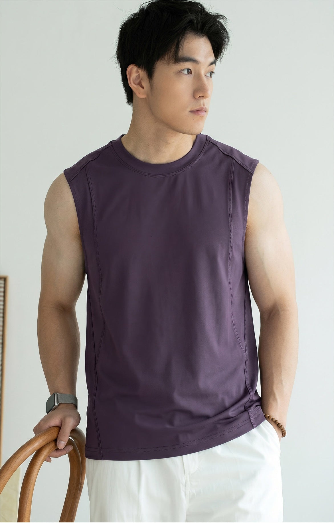 High-Density 84% Cotton Ice-Feel Moisture-Wicking Vest in Smoky Purple alt