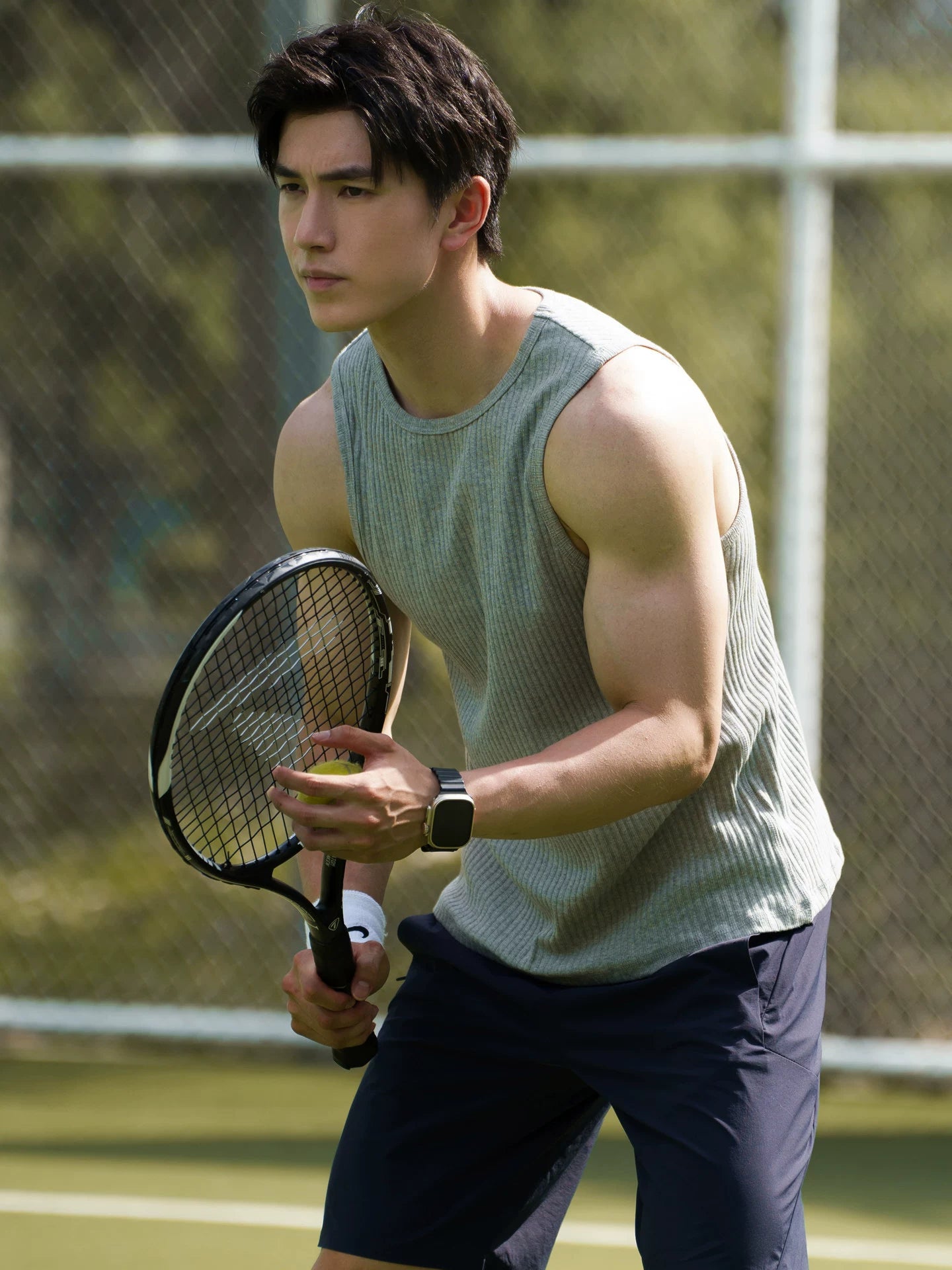 Old Money Style Cooling Sports Vest in Melange Grey