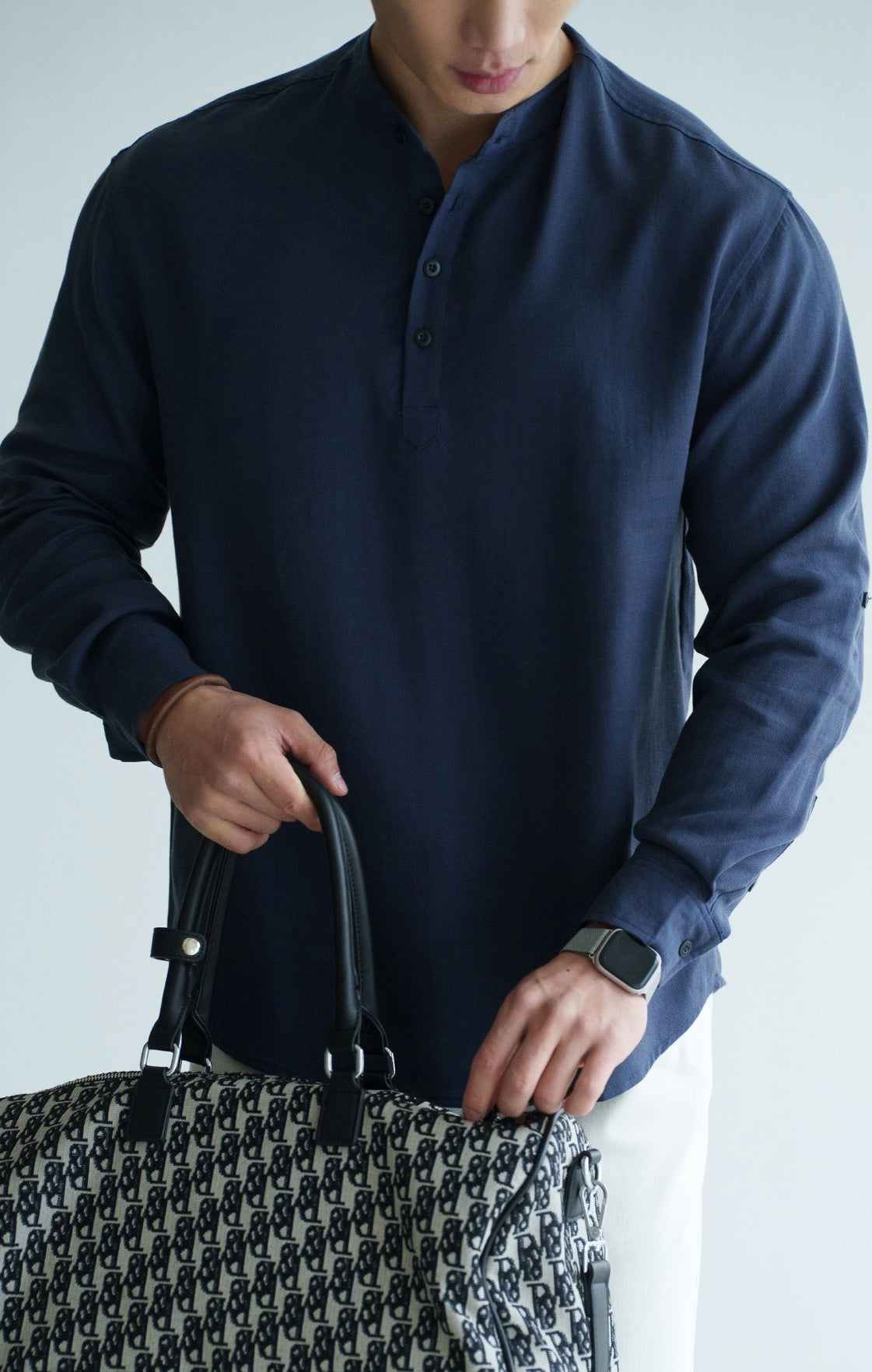 45% Bamboo Viscose Henley Shirt - NAVY alt