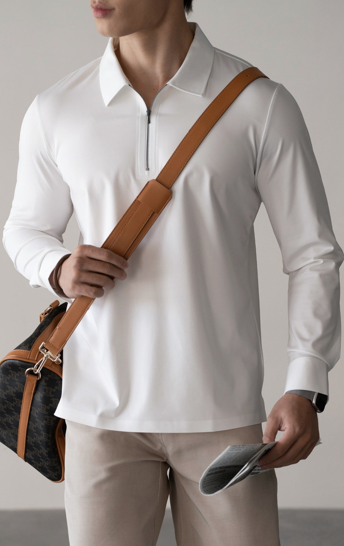 Drift Quarter Zip Polo - WHITE alt