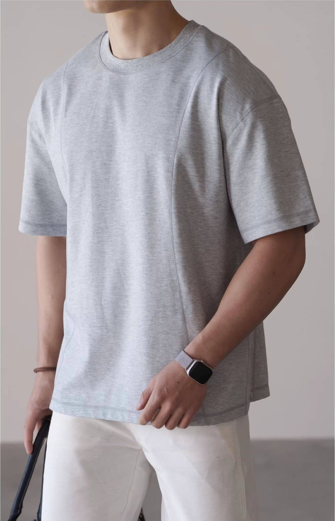 Cold Thread 65 % Cotton Sorona Blend Tee in Light Heather Grey