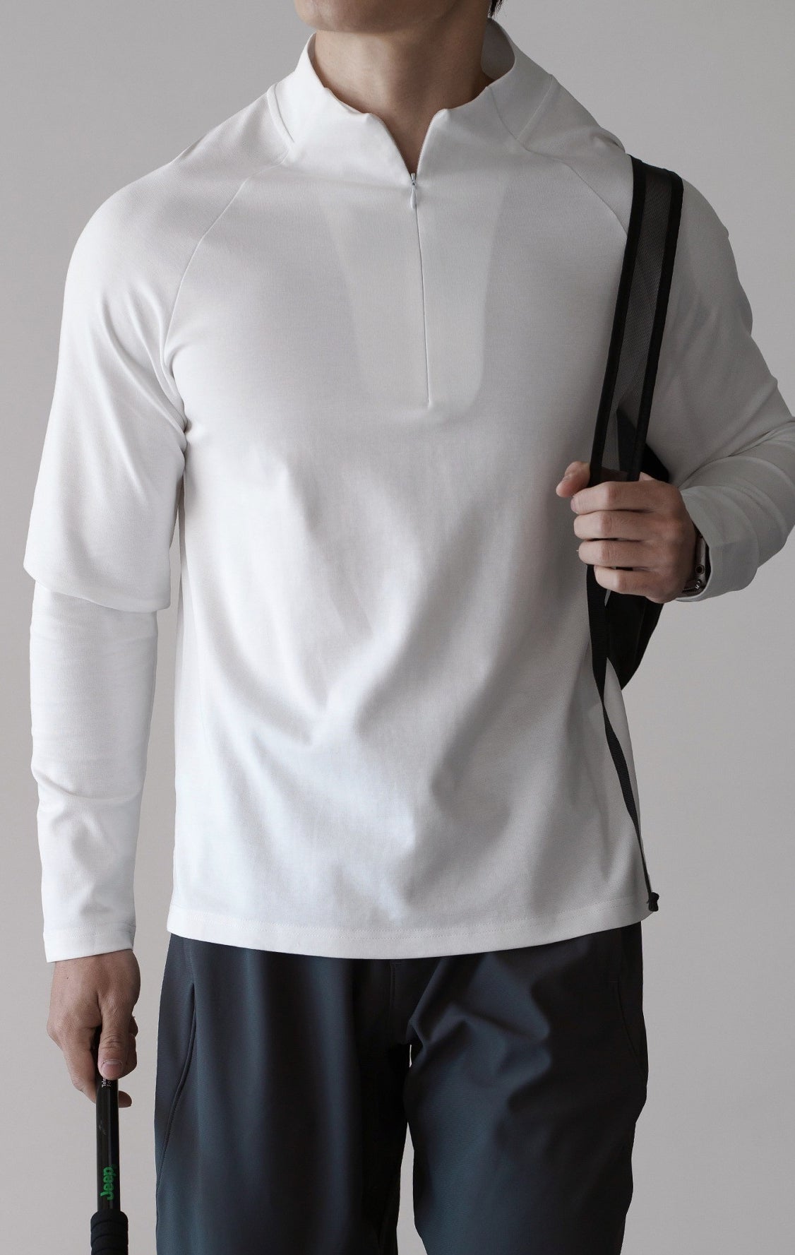 Lyocell Raglan Tee in Deep Navy - WHITE alt