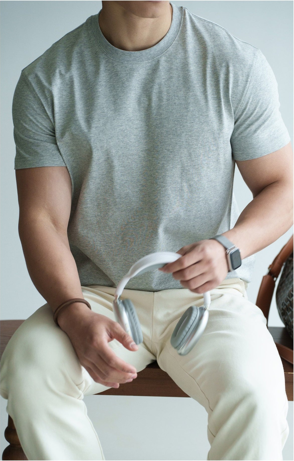 Titan Cut 74 % Cotton Tee in Melange Grey
