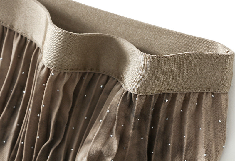 Shimmering Marble Pleated Maxi Skirt alt