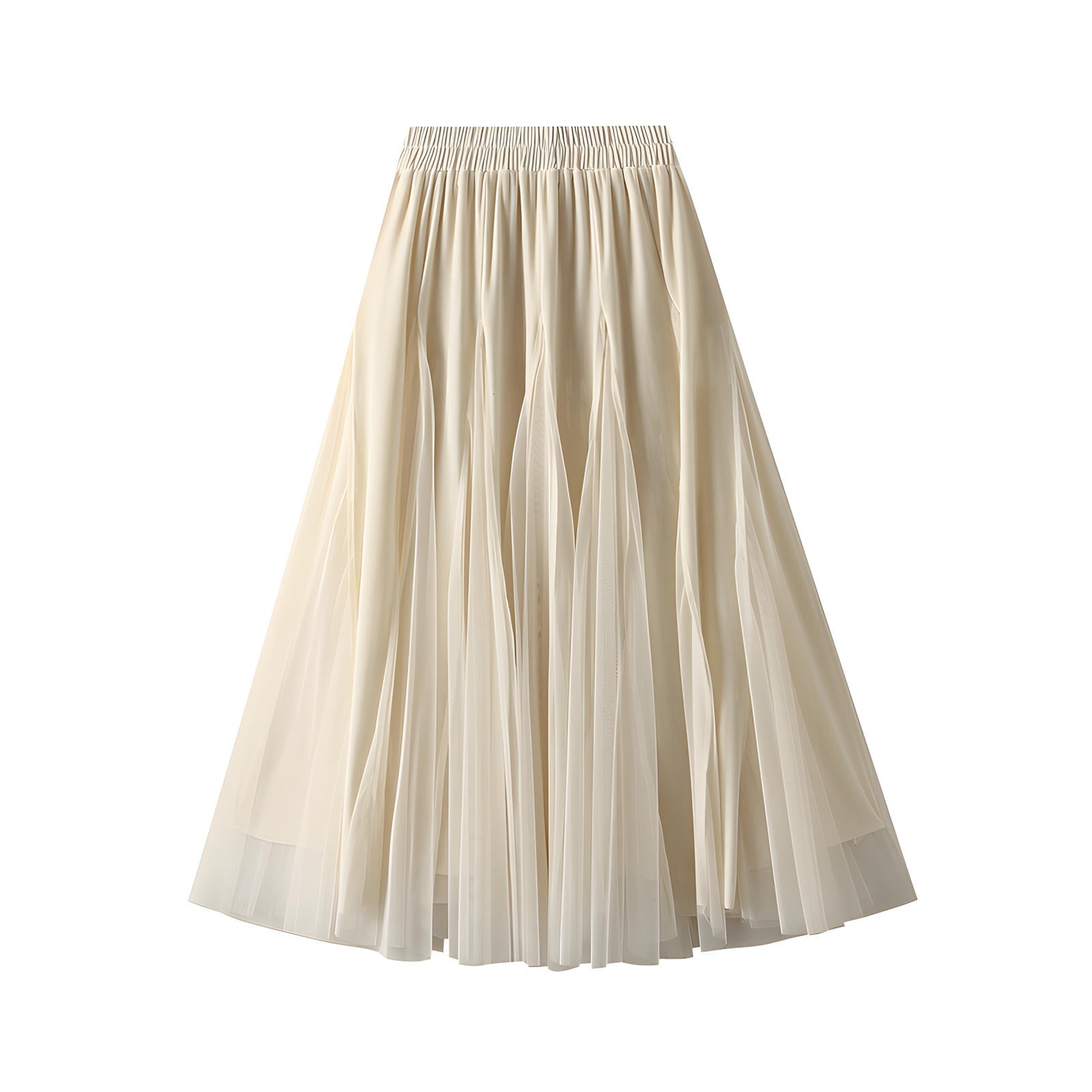 Velvet And Mesh Apricot Gored Skirt - D8810_APR