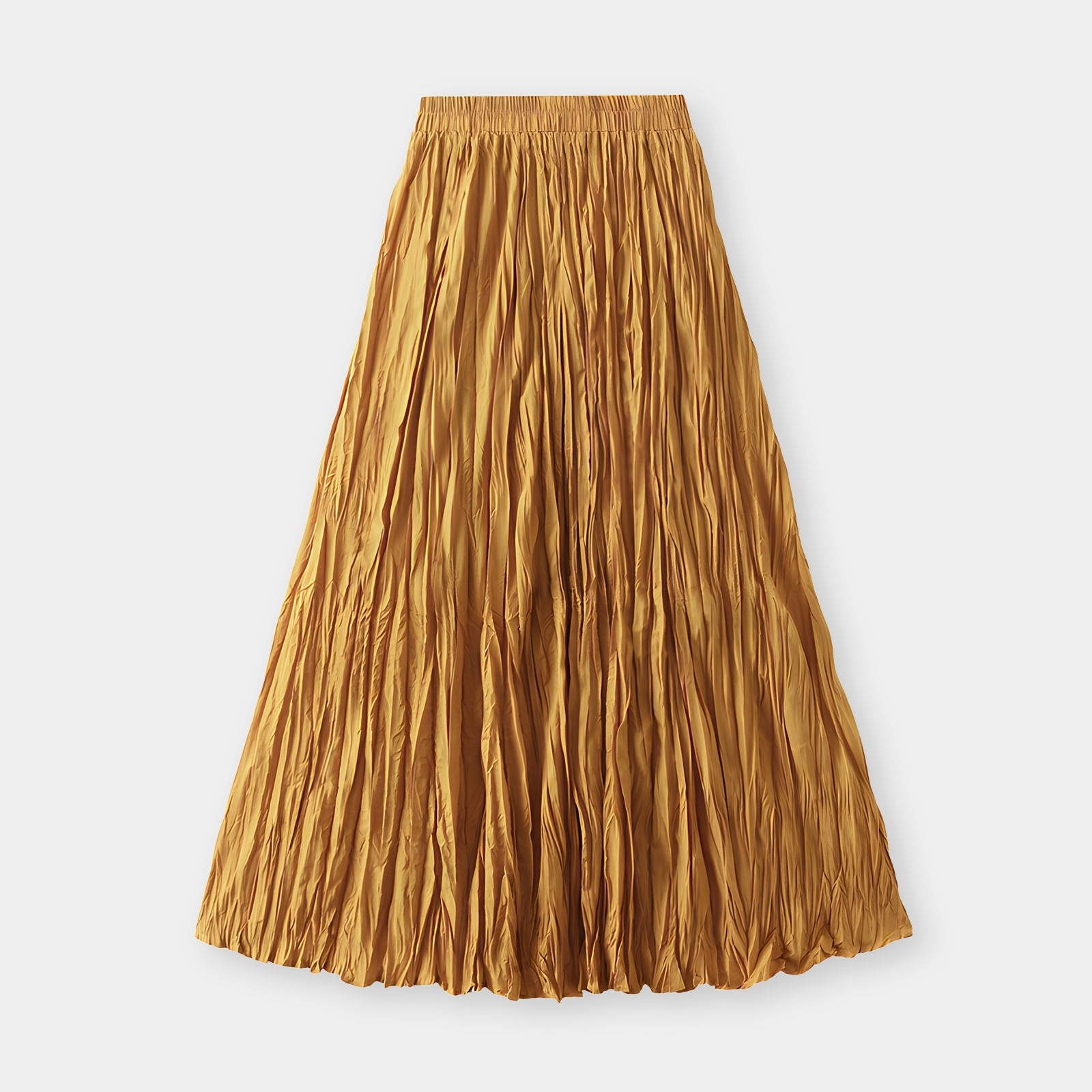 Crushed Self Design Pleated A-Line Skirt	- 0323_YELLOW