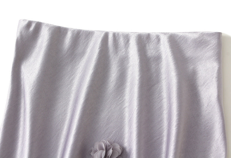 Purple Floral Applique Slip Skirt alt