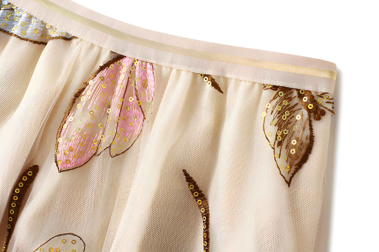 Exquisite Dragonfly Heavy Embroidery Skirt with Intricate Details - 8649_APRICOT alt