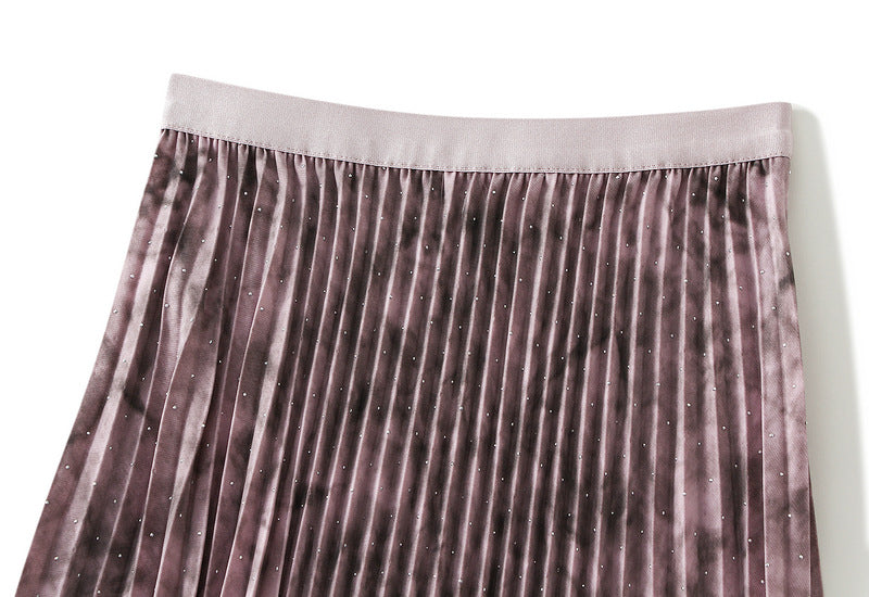Blush Marble Pleated Maxi Skirt alt