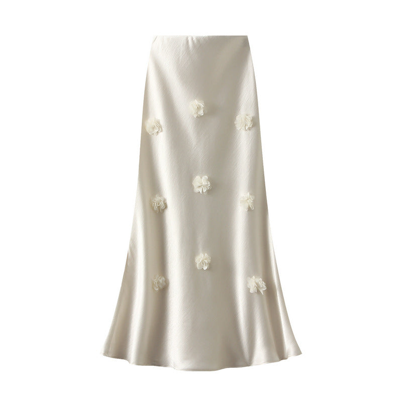Light Apricot Floral Applique Slip Skirt