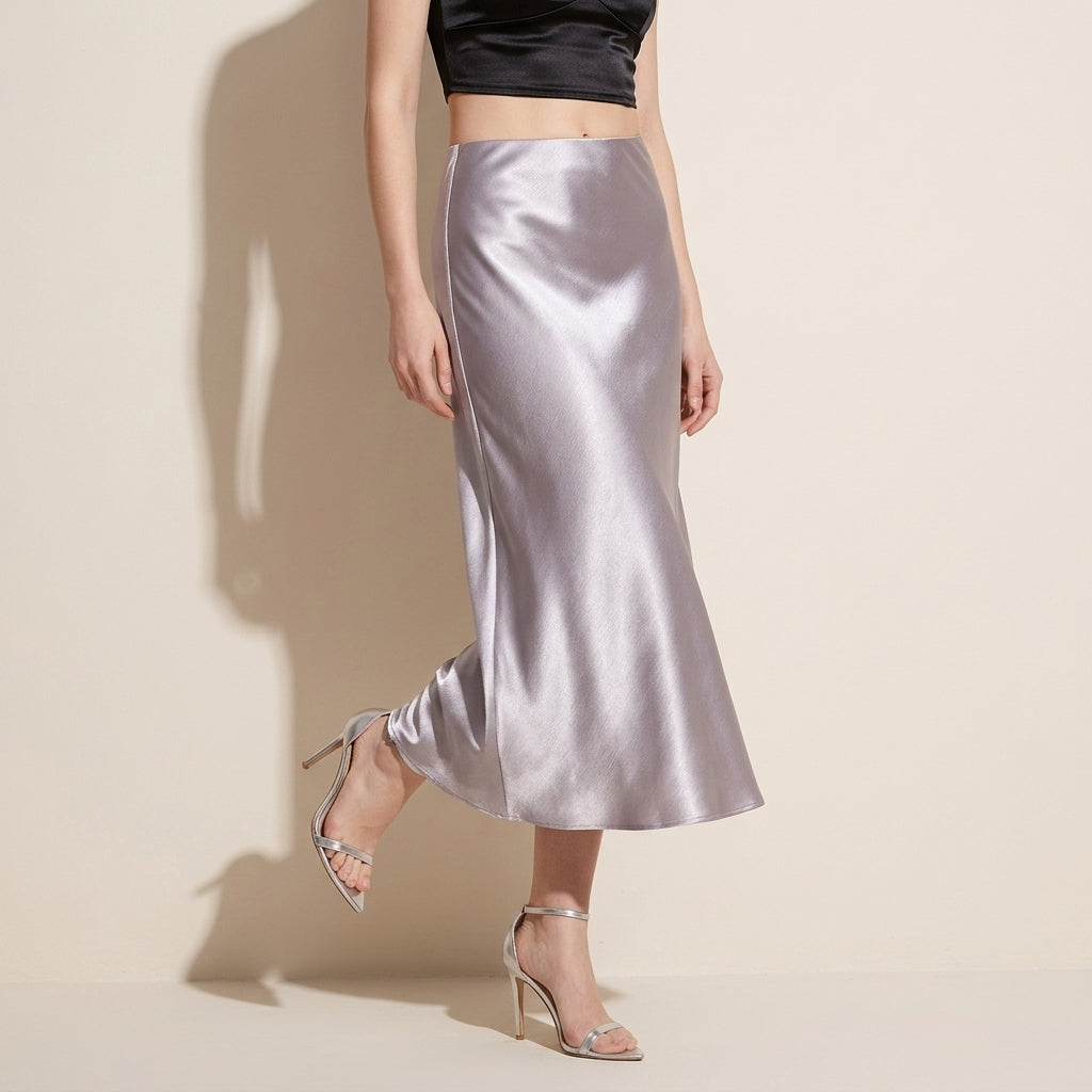 Satin Skirt in Light Purple alt