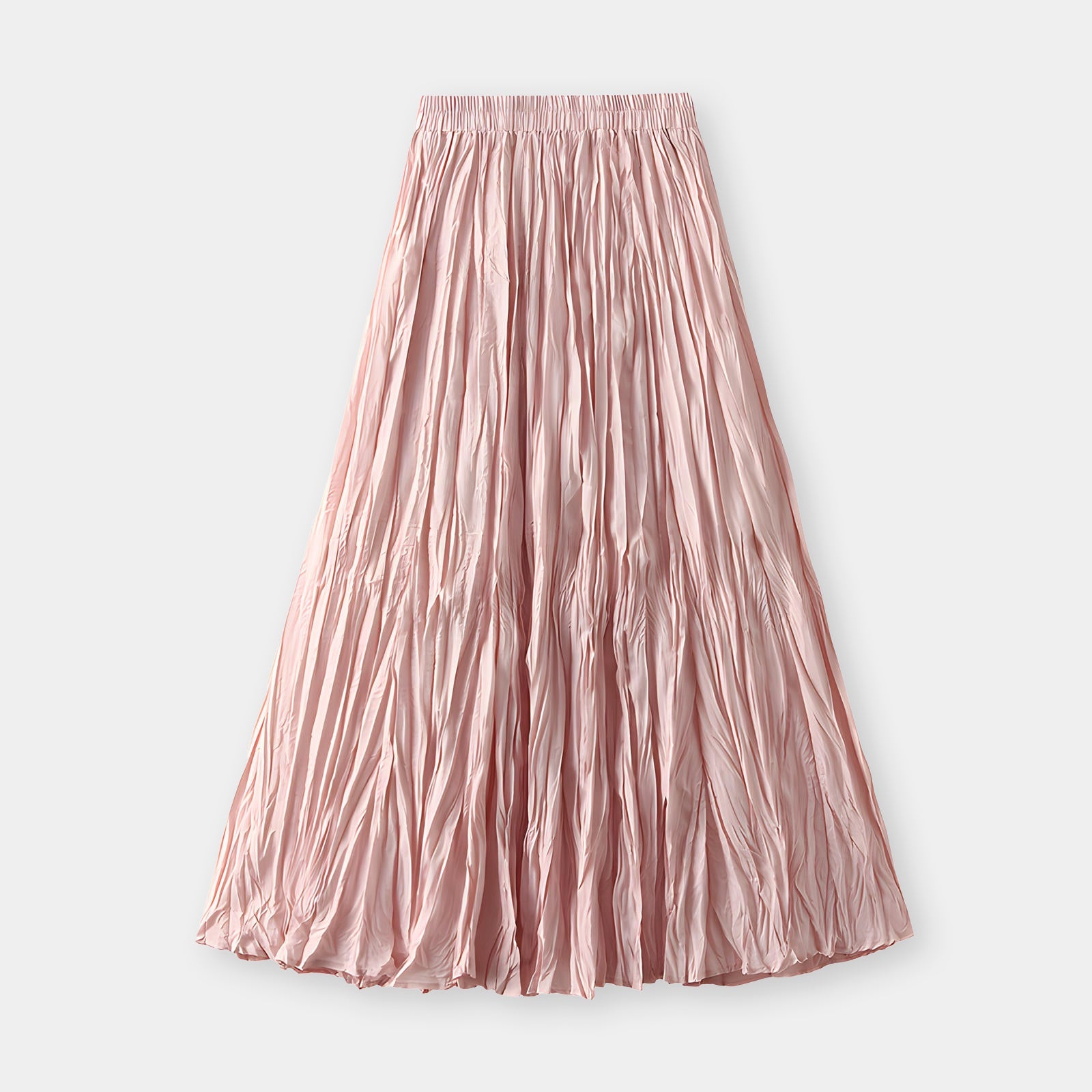 Crushed Self Design Pleated A-Line Skirt	- 0323_PINK