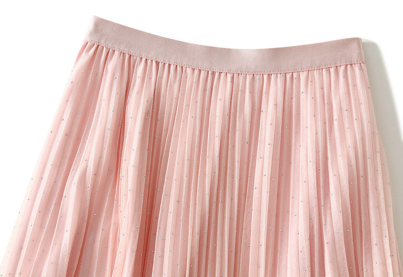 Angel Blush Pink Pleated Maxi Skirt alt