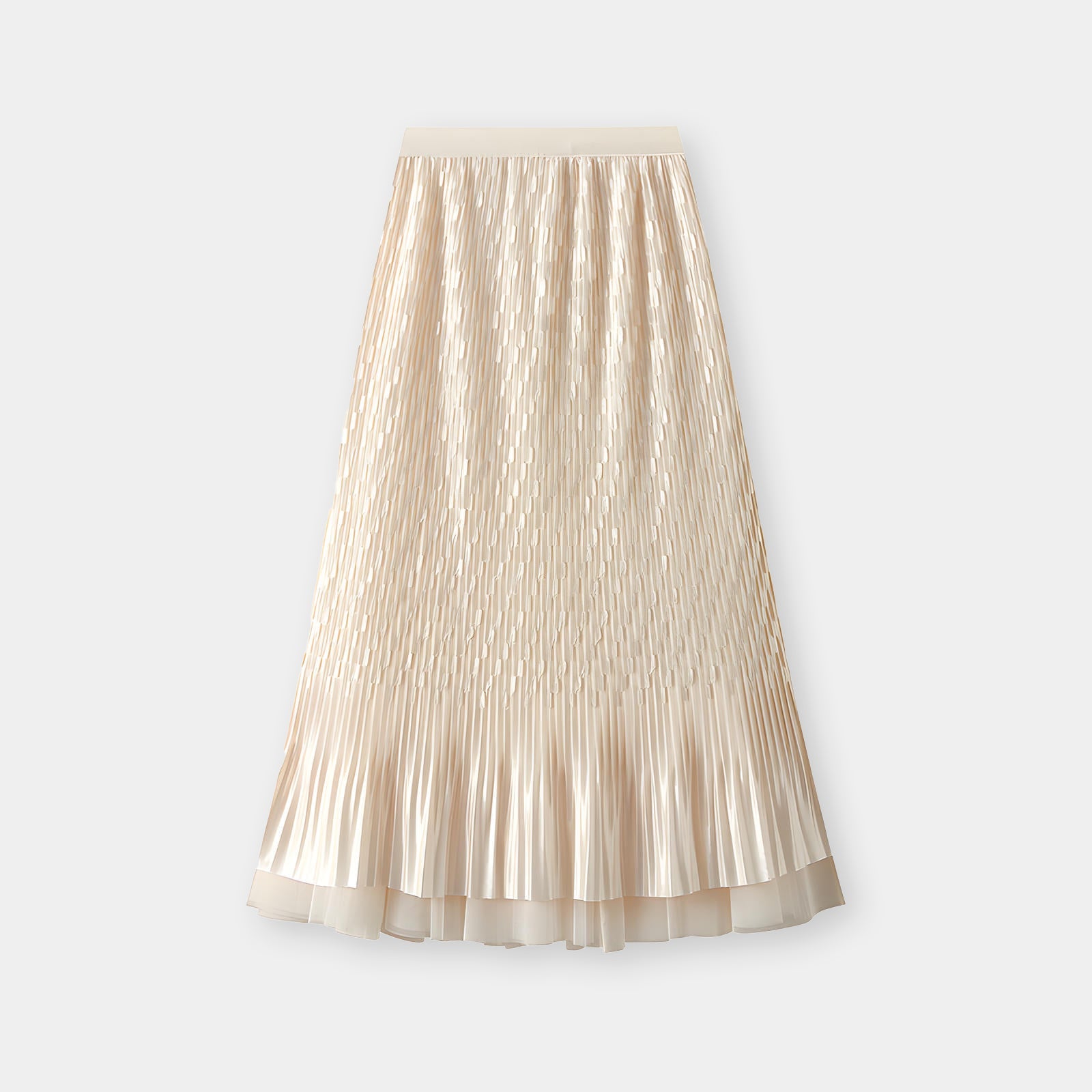 Mesh Multilayer Reversible Embossed Velvet Lining Skirt - 3613_APRICOT alt