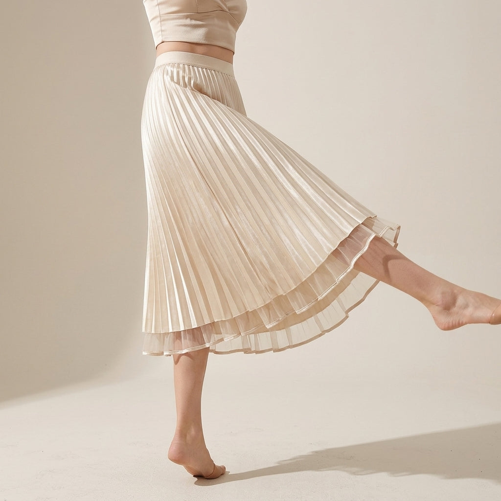 Reversible Velvet and Chiffon Skirt in Apricot