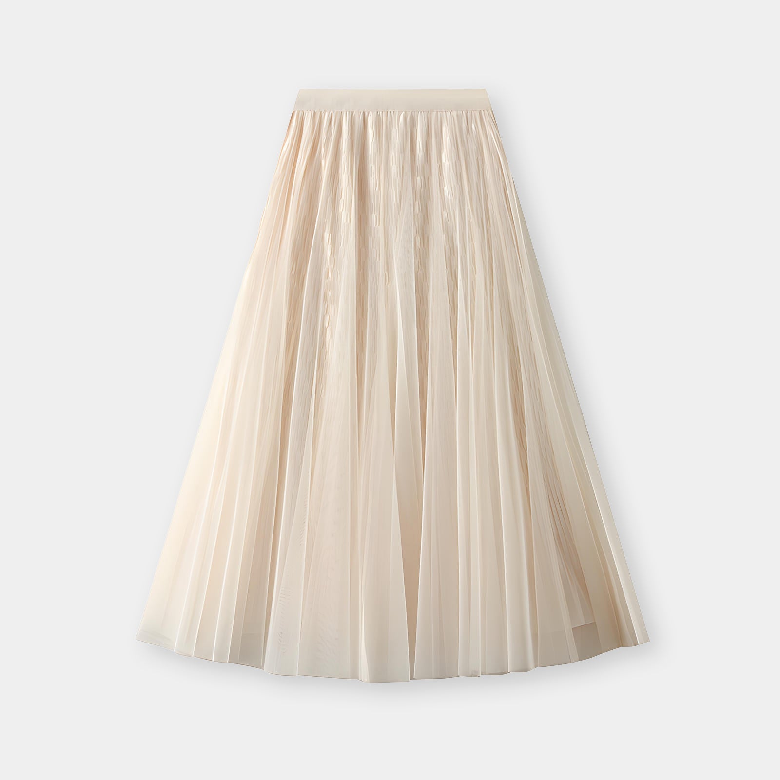 Mesh Multilayer Reversible Embossed Velvet Lining Skirt - 3613_APRICOT