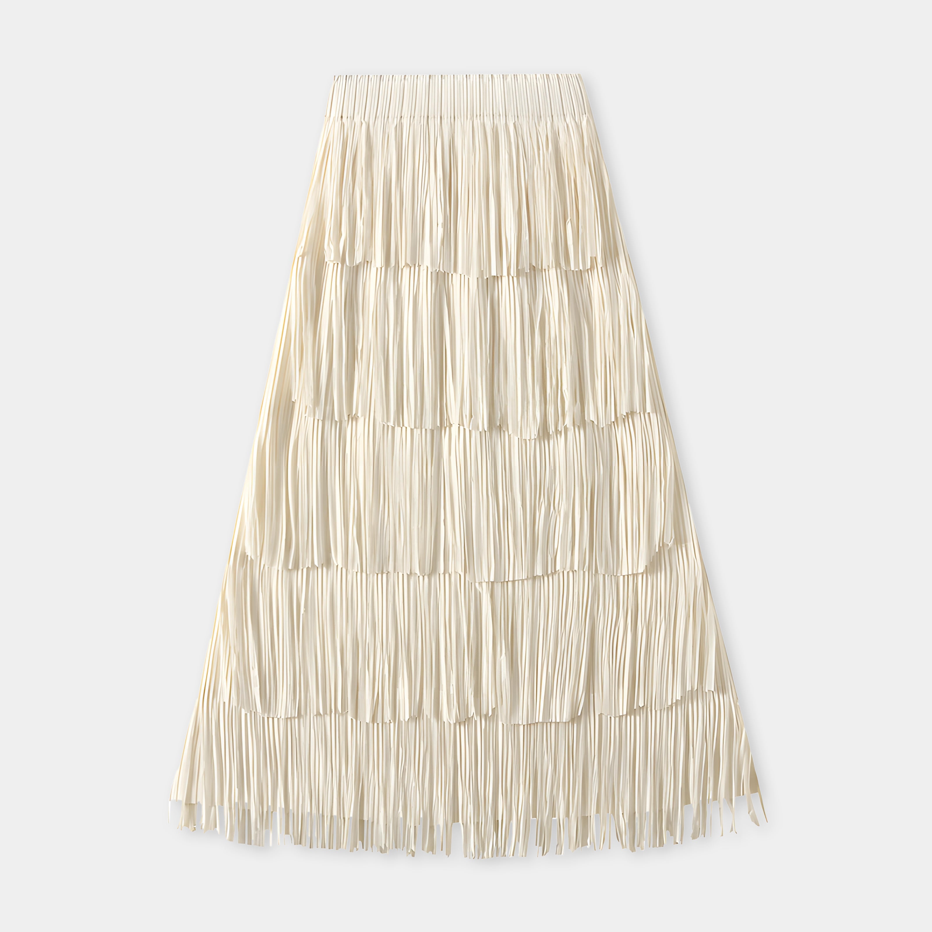 Multilayer Tassel Designer Skirt - 0666_APRICOT