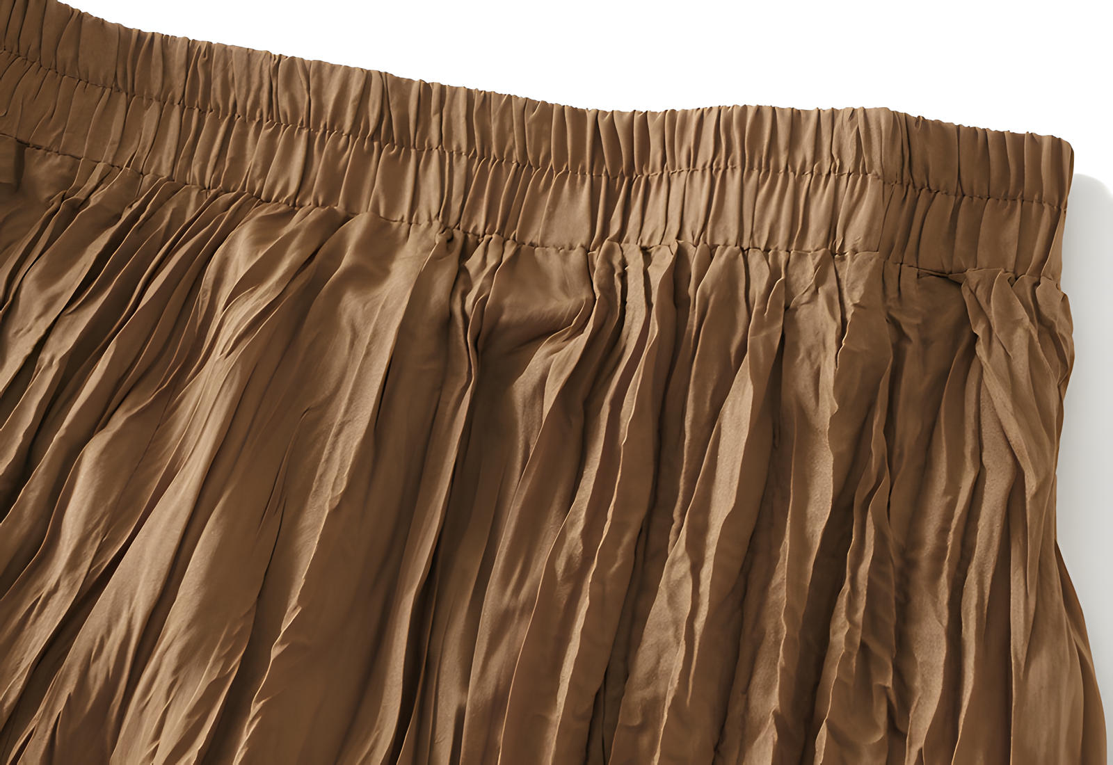 Crushed Self Design Pleated A-Line Skirt	- 0323_COFFEE alt