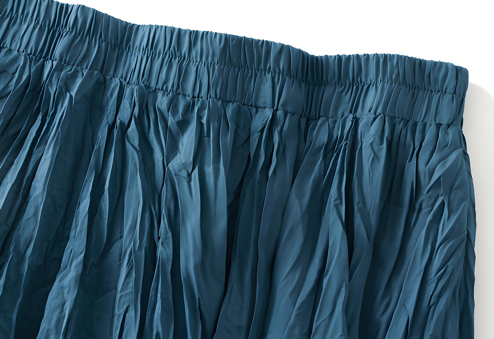 Crushed Self Design Pleated A-Line Skirt	- 0323_PEACOCK BLUE alt