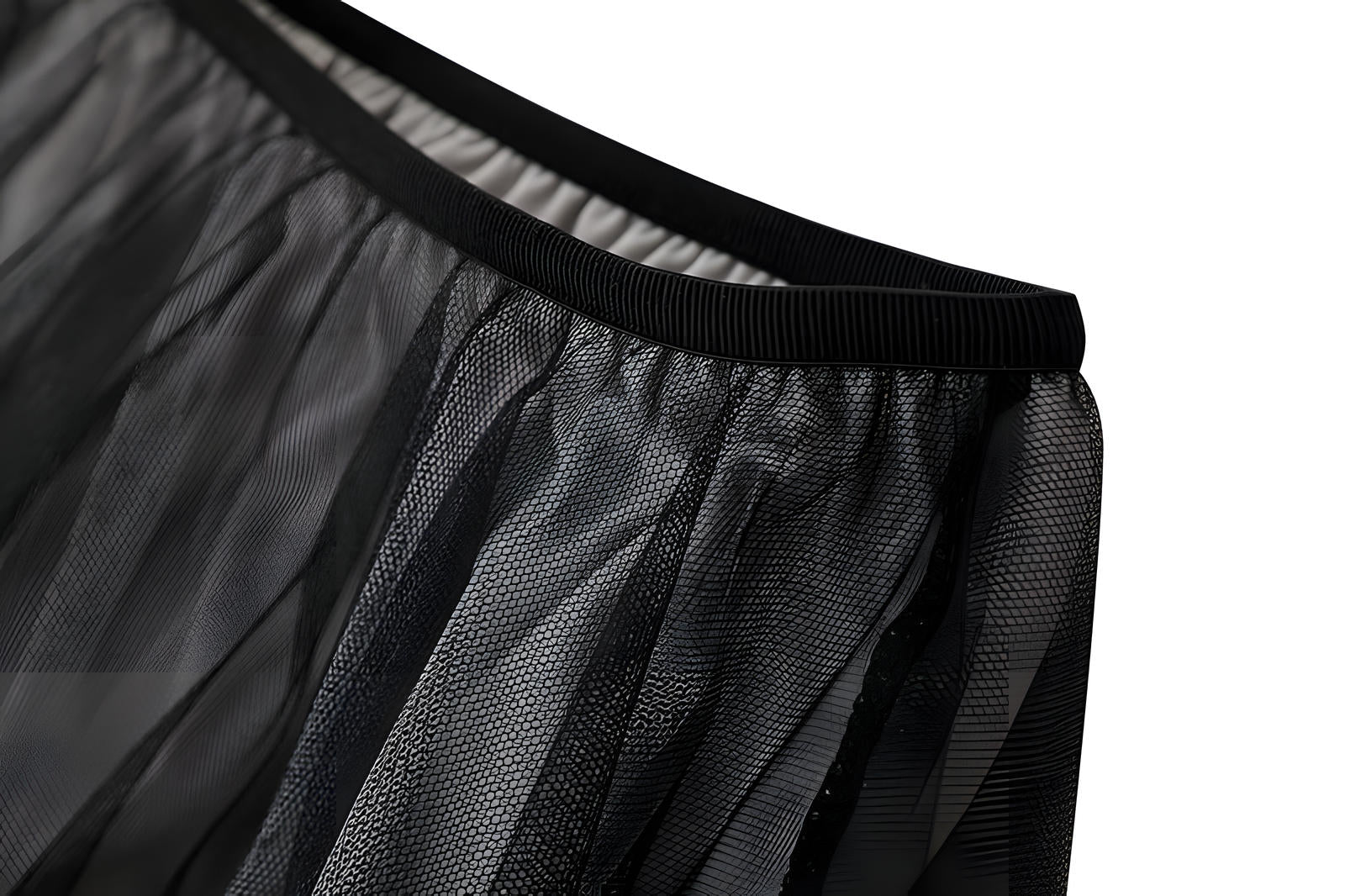 Multitier Irregular Mesh Black And Grey Gradient Skirt  - 8797_BLACK GREY alt