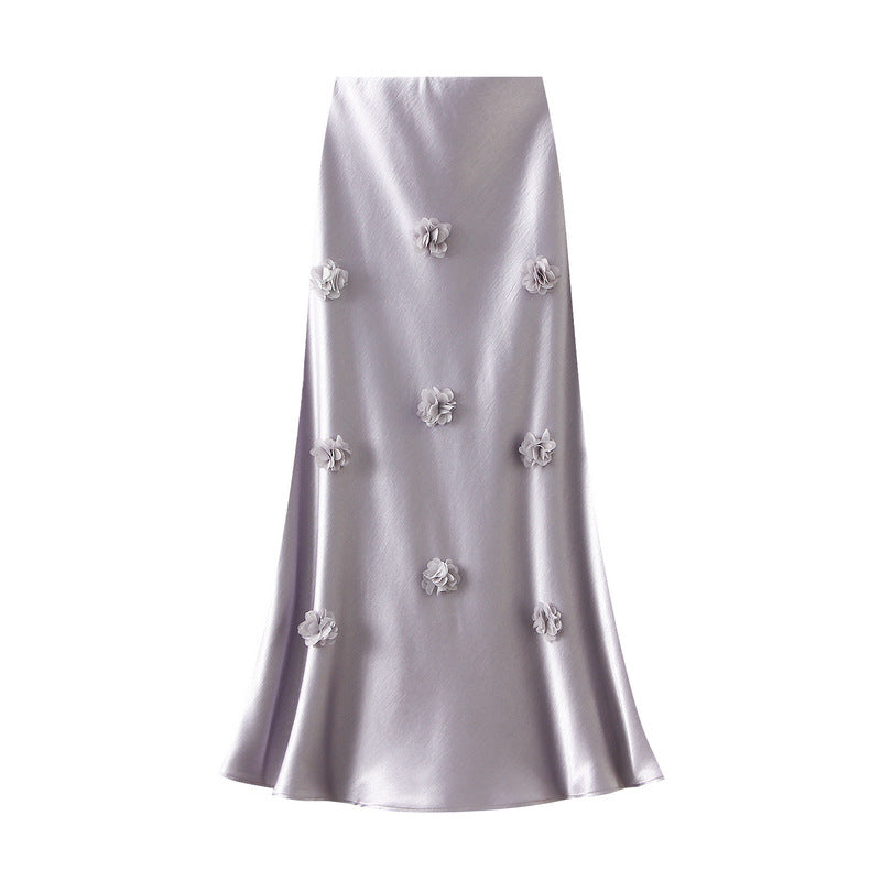 Purple Floral Applique Slip Skirt