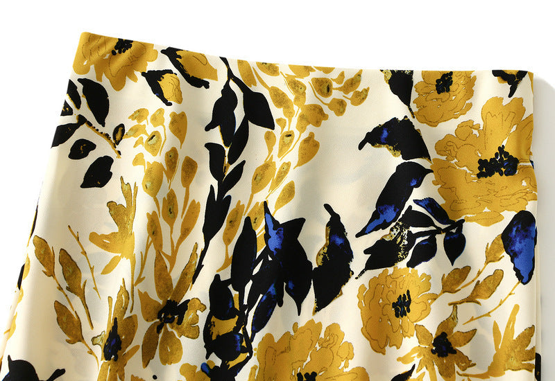 Bias Cut Satin Floral Slip Satin Skirt alt