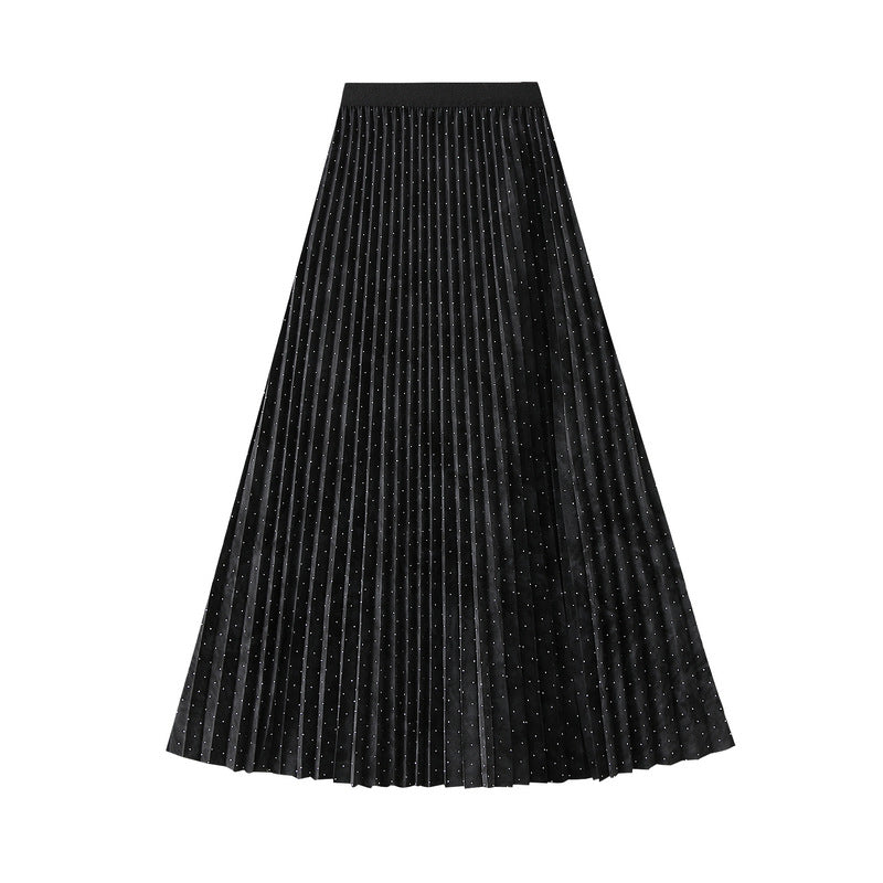 Sparkling Pleated Velvet Maxi Skirt