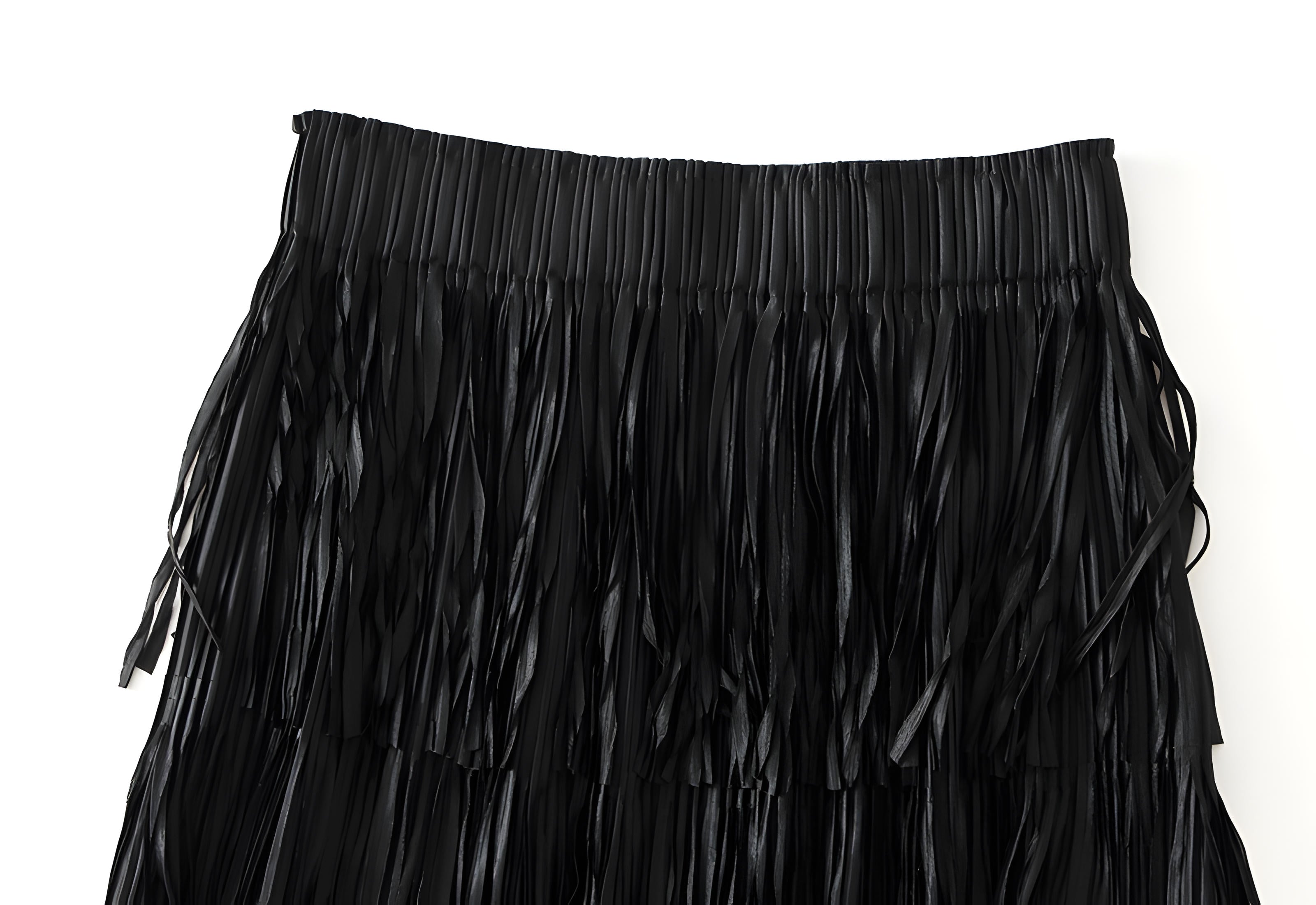 Multilayer Tassel Designer Skirt - 0666_BLACK alt