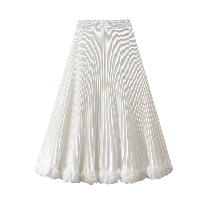 Floral Applique Pleated Skirt alt