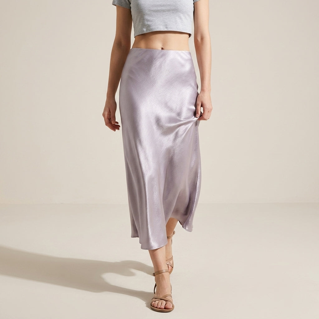 Satin Skirt in Light Purple