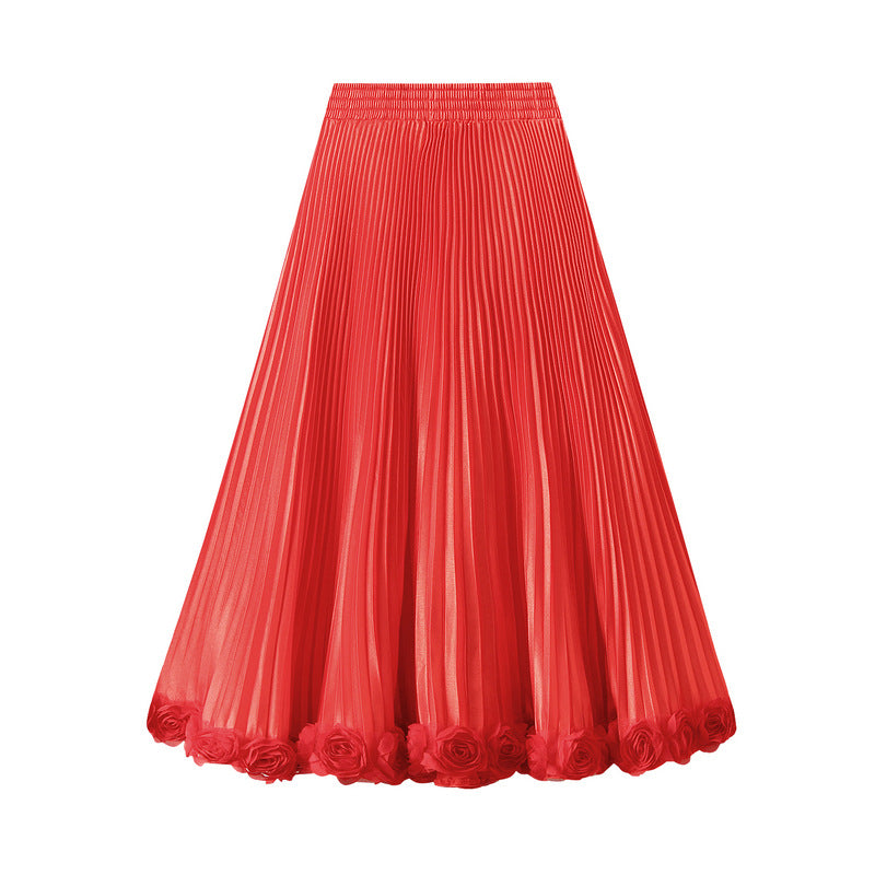 Floral Applique Pleated Skirt alt