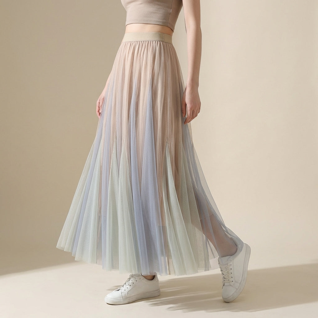 Soft Symphony Double Layer Tulle Skirt in Apricot alt