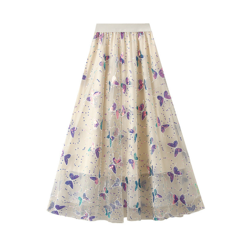 Butterfly Embroidered Tulle Maxi Skirt alt