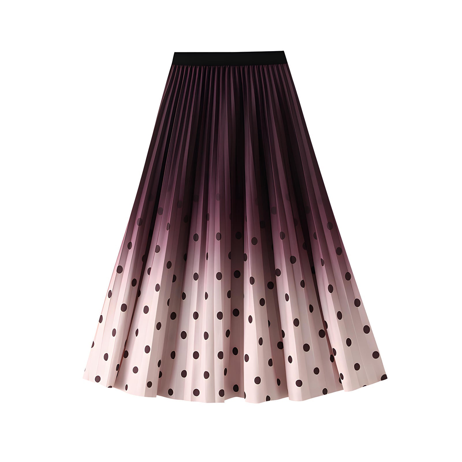 Gradient Pleated A Line Polka Dot Chiffon Skirt - 2125_PD_PINK alt