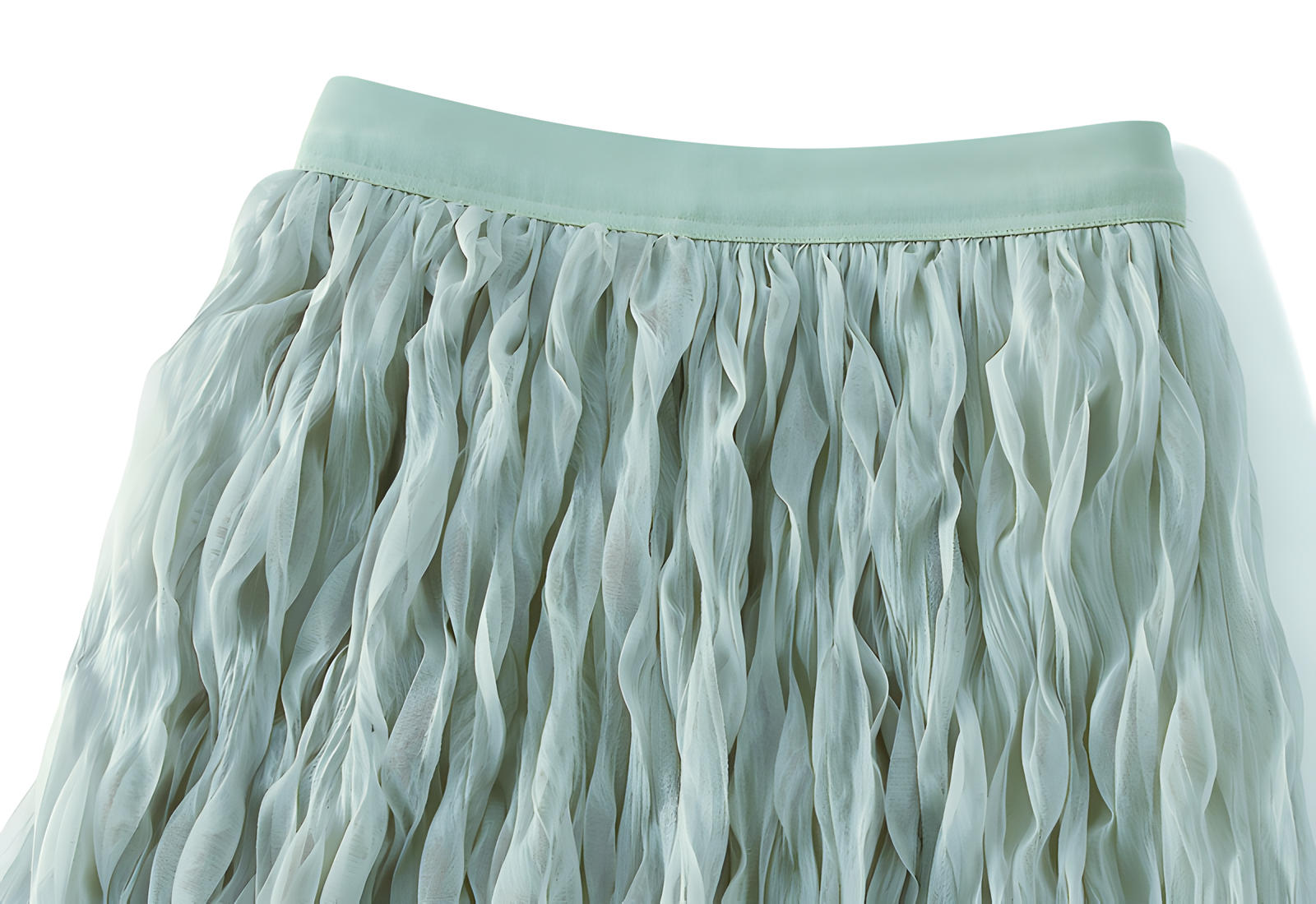 Multilayer Ripple Self Design A-Line Skirt	- J895_SEA GREEN alt