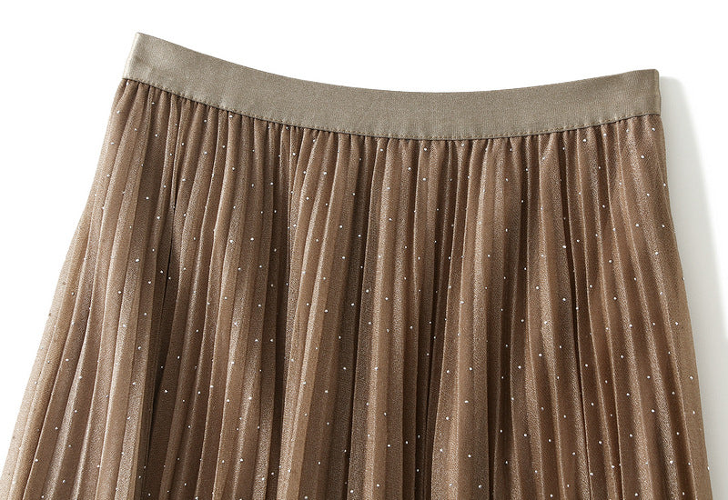 Classic Pleated Maxi Skirt – Mocha Brown alt