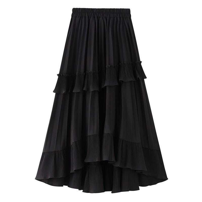 Black Ruffled High-Low Maxi Skirt alt