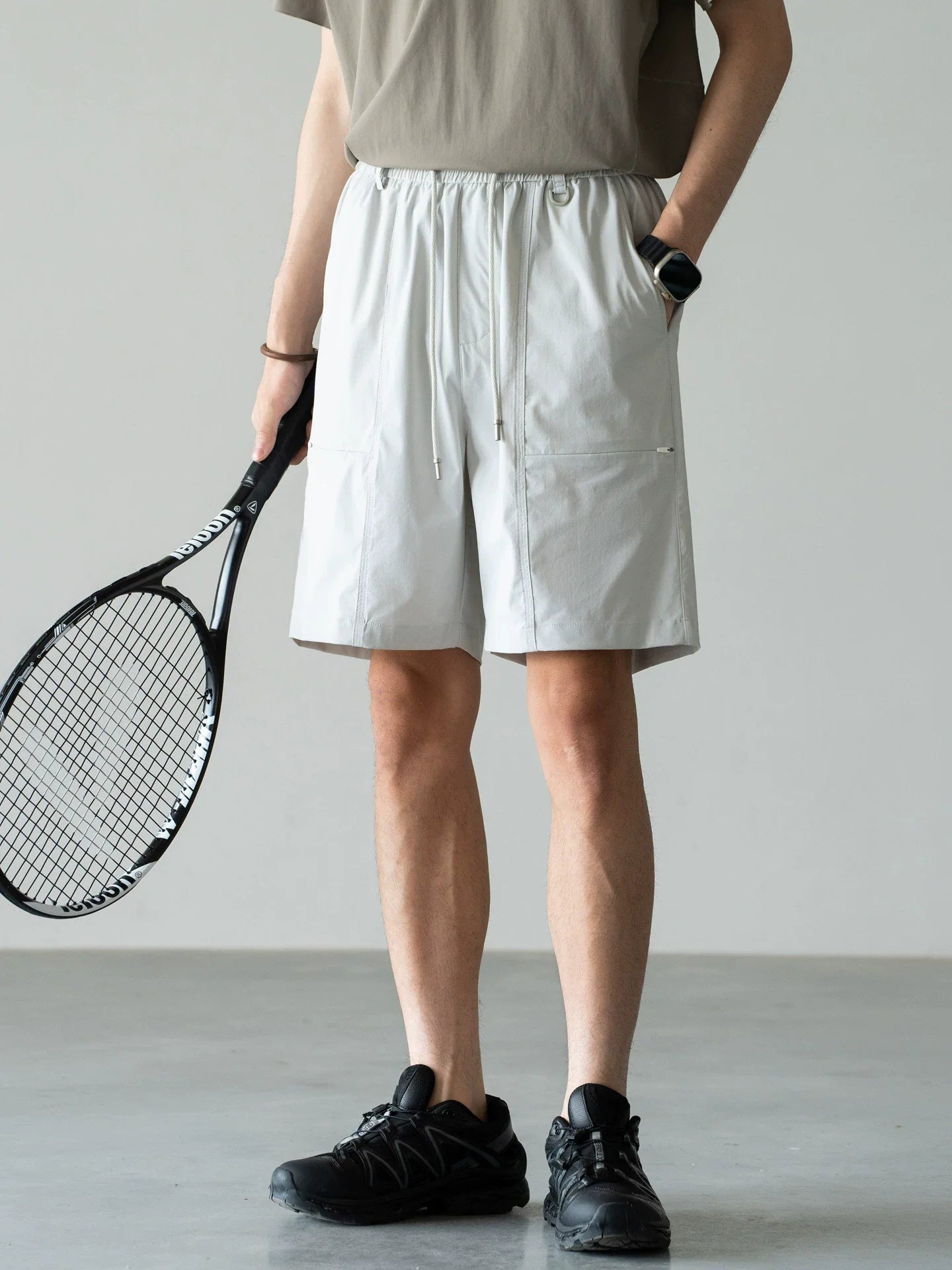 Old Money Cool-Touch Relaxed Elastic Waist Shorts - LIGHTGREY alt