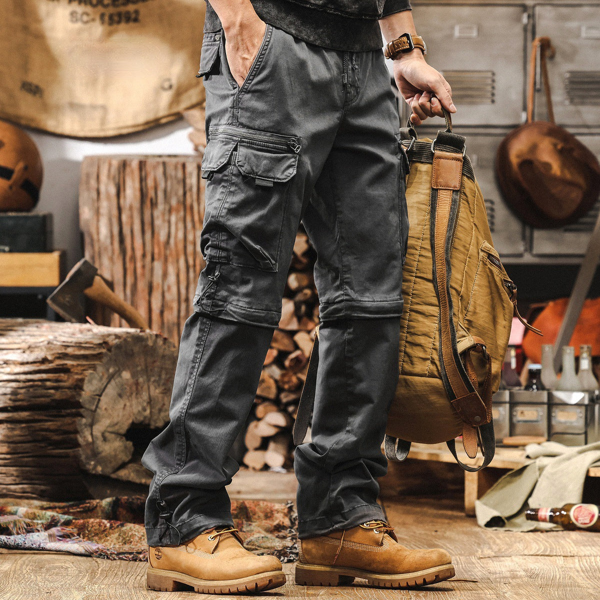 Detachable Cargo Combed Cotton Pants alt